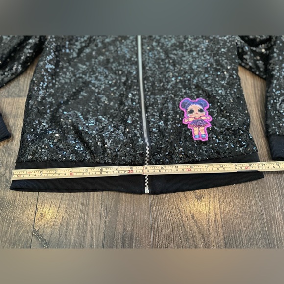 GUC LOL SURPRISE Remix Girl's Bomber Style Jacket, Black Sequins, Size: XL 14/16 - Picture 7 of 10